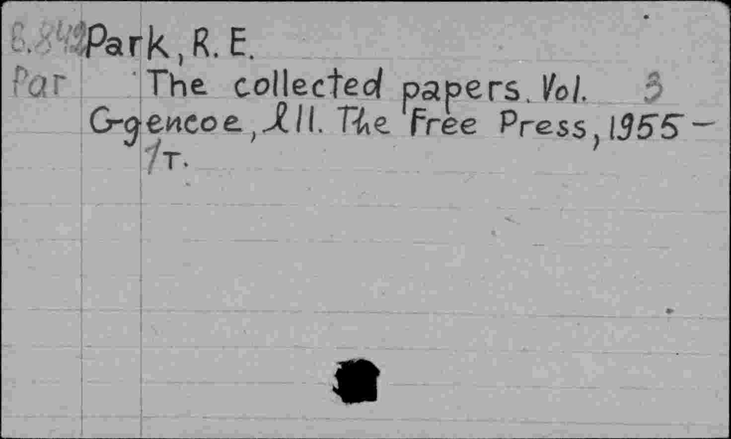 ﻿Park,R. E.
■ ur The collectée/ papers, Ko/. Сгдылсо e. ; Л II. Пе Free Press